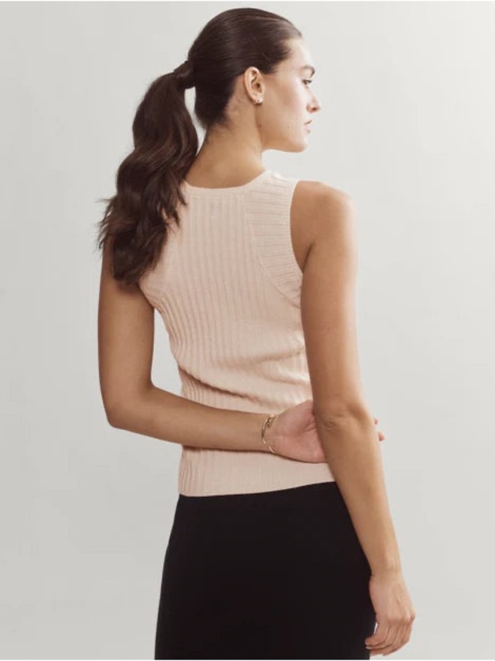 RHONE Women’s Porto Merino Wool Blend Sweater Vest Sleeveless Cream Sz L NWT - Picture 2 of 9